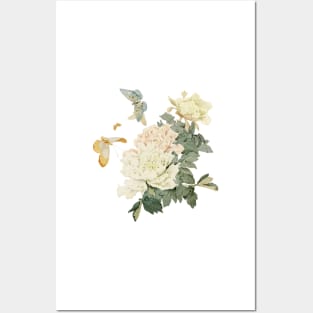 Watercolor peony flower Posters and Art